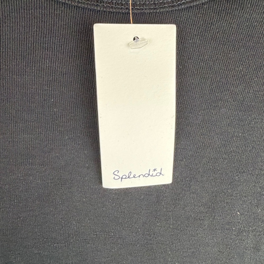 Splendid Shirt Black Ribbed Supima Cotton Modal Long Sleeve Luxe Basic Egypt - Picture 3 of 4